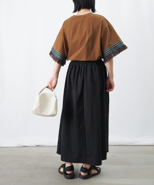 LUCA/LADY LUCK LUCA（ルカ/レディラックルカ）の「LC/LLL メッシュフリルラインTシャツ / 配色ラインテープ×メッシュワイドTee（Tシャツ/カットソー・レディース・オフホワイト/ブラック/ブラウン・FREE）」の9枚目の写真