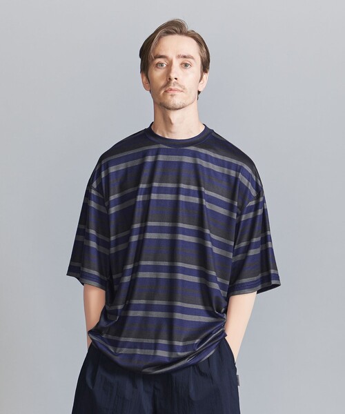 koti BEAUTY&YOUTH(コティ ビューティアンドユース)の「<koti BEAUTY&YOUTH> メリノ ボーダー クルーネック ショートスリーブ(Tシャツ/カットソー・メンズ・ダークグリーン/ダークグレー・L/S/M)」の1枚目の写真