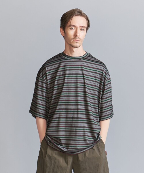 koti BEAUTY&YOUTH(コティ ビューティアンドユース)の「<koti BEAUTY&YOUTH> メリノ ボーダー クルーネック ショートスリーブ(Tシャツ/カットソー・メンズ・ダークグリーン/ダークグレー・L/S/M)」の2枚目の写真