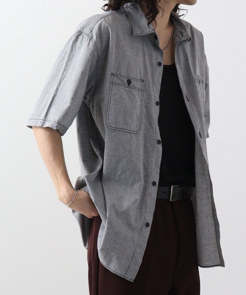 JEMORGAN（ジェーイーモーガン）の「JEMORGAN シャンブレー半袖ワークシャツ（シャツ/ブラウス・メンズ・ブラック/ネイビー・M/L）」の22枚目の写真