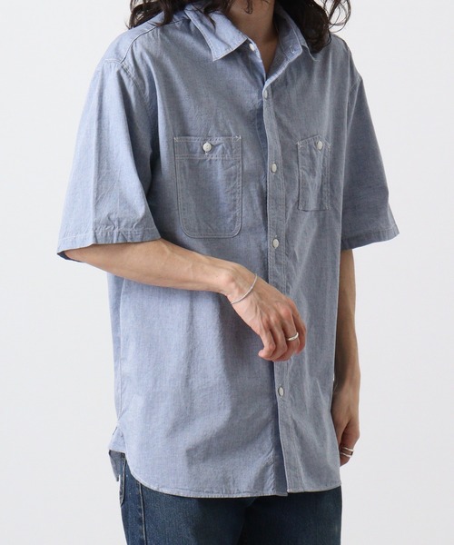 JEMORGAN（ジェーイーモーガン）の「JEMORGAN シャンブレー半袖ワークシャツ（シャツ/ブラウス・メンズ・ブラック/ネイビー・M/L）」の5枚目の写真