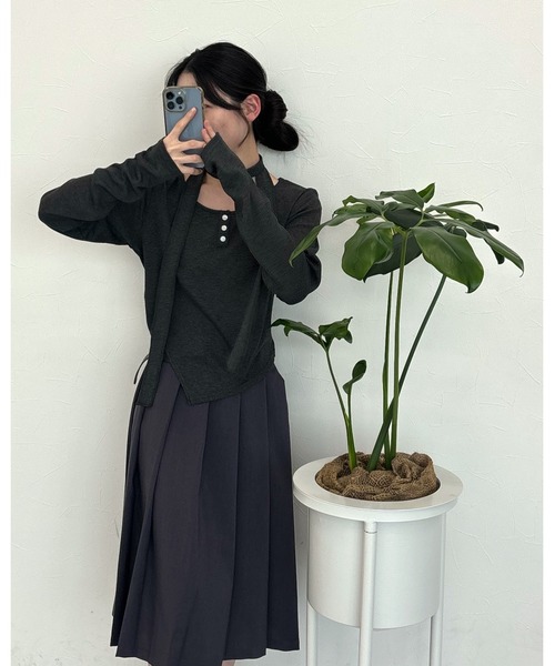 3.3 Field Trip （3.3フィールドトリップ）の「3.3 Field Trip／マフラーツキ長袖T 2117329（Tシャツ/カットソー・レディース・ホワイト/チャコール/ブルー・FREE）」の2枚目の写真