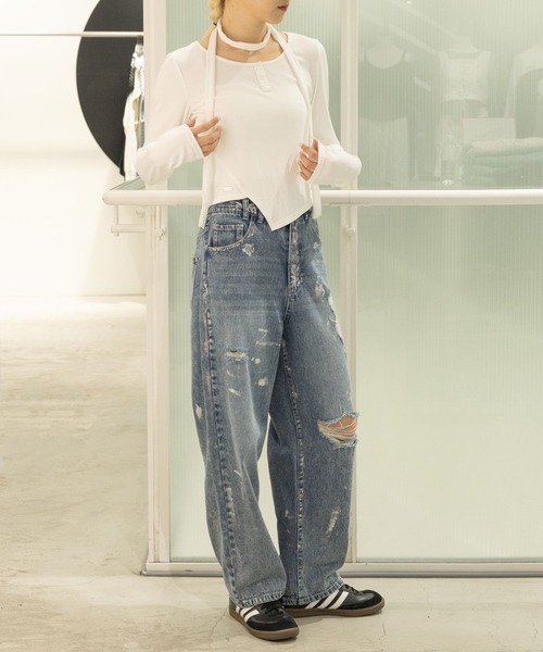 3.3 Field Trip （3.3フィールドトリップ）の「3.3 Field Trip／マフラーツキ長袖T 2117329（Tシャツ/カットソー・レディース・ホワイト/チャコール/ブルー・FREE）」の11枚目の写真