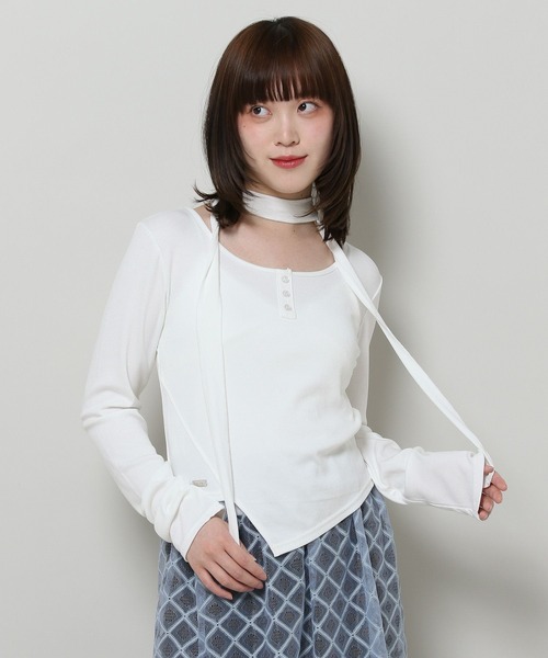 3.3 Field Trip （3.3フィールドトリップ）の「3.3 Field Trip／マフラーツキ長袖T 2117329（Tシャツ/カットソー・レディース・ホワイト/チャコール/ブルー・FREE）」の17枚目の写真