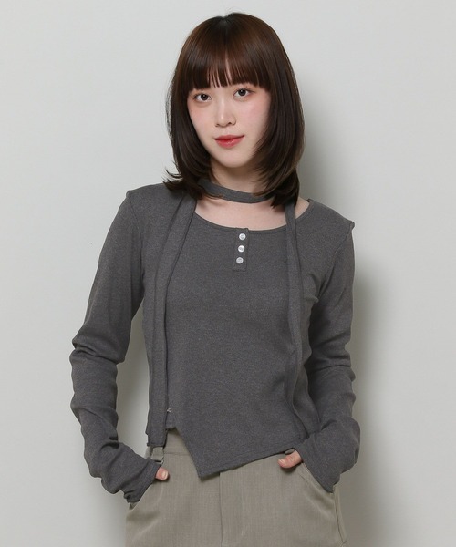 3.3 Field Trip （3.3フィールドトリップ）の「3.3 Field Trip／マフラーツキ長袖T 2117329（Tシャツ/カットソー・レディース・ホワイト/チャコール/ブルー・FREE）」の21枚目の写真