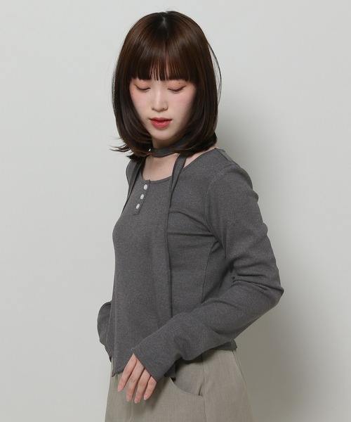 3.3 Field Trip （3.3フィールドトリップ）の「3.3 Field Trip／マフラーツキ長袖T 2117329（Tシャツ/カットソー・レディース・ホワイト/チャコール/ブルー・FREE）」の22枚目の写真