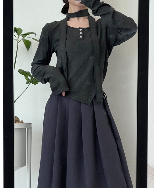 3.3 Field Trip （3.3フィールドトリップ）の「3.3 Field Trip／マフラーツキ長袖T 2117329（Tシャツ/カットソー・レディース・ホワイト/チャコール/ブルー・FREE）」の5枚目の写真