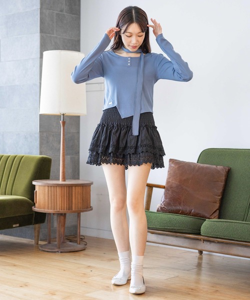 3.3 Field Trip （3.3フィールドトリップ）の「3.3 Field Trip／マフラーツキ長袖T 2117329（Tシャツ/カットソー・レディース・ホワイト/チャコール/ブルー・FREE）」の9枚目の写真