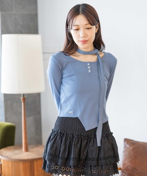 3.3 Field Trip （3.3フィールドトリップ）の「3.3 Field Trip／マフラーツキ長袖T 2117329（Tシャツ/カットソー・レディース・ホワイト/チャコール/ブルー・FREE）」の7枚目の写真