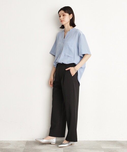 THE SHOP TK （ザ ショップ ティーケー ）の「◆【魅せる体型カバー服】Wポケット6分袖シャツ/洗える（シャツ/ブラウス・レディース・ライトグレー/オフホワイト/カーキ/ネイビー/サックスブルー/スミクロ/ベージュ・13/12）」の10枚目の写真