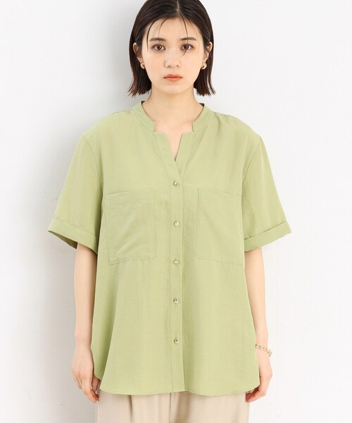 THE SHOP TK （ザ ショップ ティーケー ）の「◆【魅せる体型カバー服】Wポケット6分袖シャツ/洗える（シャツ/ブラウス・レディース・ライトグレー/オフホワイト/カーキ/ネイビー/サックスブルー/スミクロ/ベージュ・13/12）」の19枚目の写真