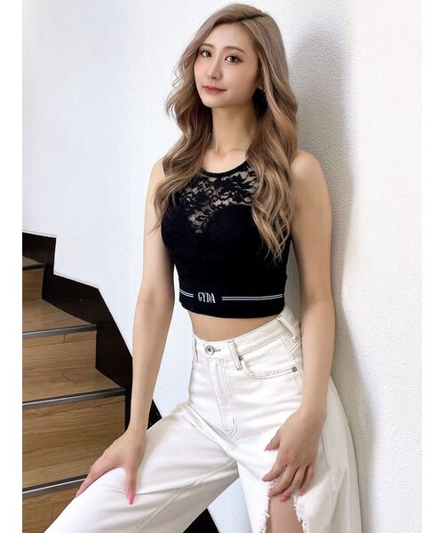GYDA(ジェイダ)の「GYDAラインバンテージレーストップス(Tシャツ/カットソー・レディース・オフホワイト/ブラック・FREE)」の12枚目の写真