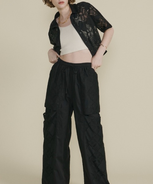 Unitage（ユニテージ）の「ハーフスリーブレースシャツ（シャツ/ブラウス・レディース・ホワイト/ブラック/オレンジ・FREE）」の10枚目の写真