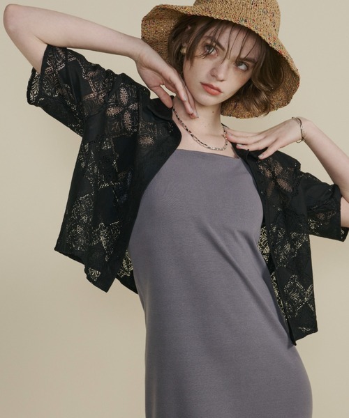 Unitage（ユニテージ）の「ハーフスリーブレースシャツ（シャツ/ブラウス・レディース・ホワイト/ブラック/オレンジ・FREE）」の13枚目の写真