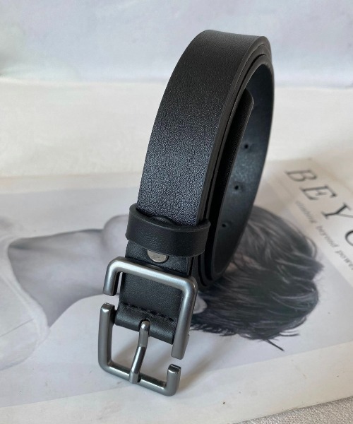 Burner(バーナー)の「【OKUOKU 0909】ベルト シルバーバックルシンプルレザーベルト ユニセックス oku-belt-626295720631-5 U(ベルト・メンズ・ブラック/ベージュ/ブラウン/ブラック系その他2/ブラック系その他・FREE)」の2枚目の写真