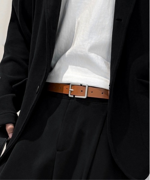 Burner(バーナー)の「【OKUOKU 0909】ベルト シルバーバックルシンプルレザーベルト ユニセックス oku-belt-626295720631-5 U(ベルト・メンズ・ブラック/ベージュ/ブラウン・FREE)」の2枚目の写真