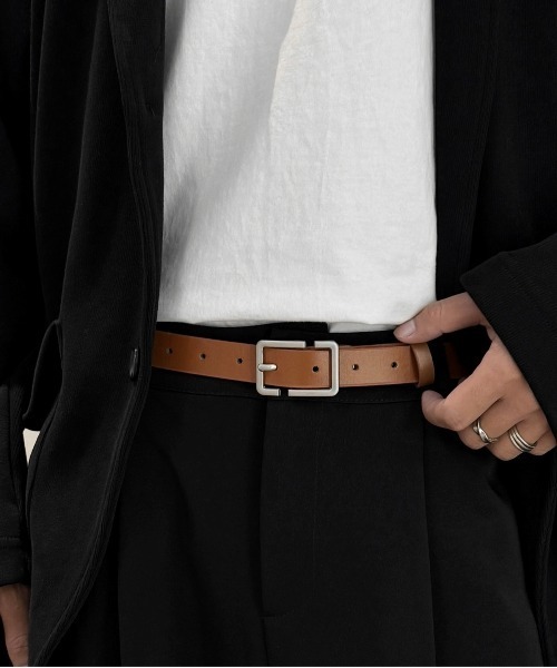 Burner(バーナー)の「【OKUOKU 0909】ベルト シルバーバックルシンプルレザーベルト ユニセックス oku-belt-626295720631-5 U(ベルト・メンズ・ブラック/ベージュ/ブラウン・FREE)」の9枚目の写真