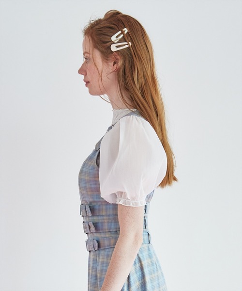 REDYAZEL（レディアゼル）の「シャーリングシアーブラウス（シャツ/ブラウス・レディース・ピンク/ブラック/ホワイト・FREE）」の5枚目の写真