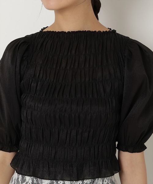 REDYAZEL（レディアゼル）の「シャーリングシアーブラウス（シャツ/ブラウス・レディース・ピンク/ブラック/ホワイト・FREE）」の15枚目の写真