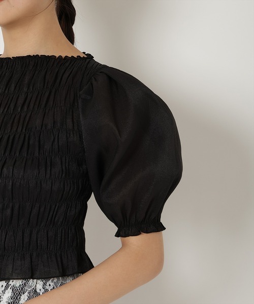 REDYAZEL（レディアゼル）の「シャーリングシアーブラウス（シャツ/ブラウス・レディース・ピンク/ブラック/ホワイト・FREE）」の16枚目の写真