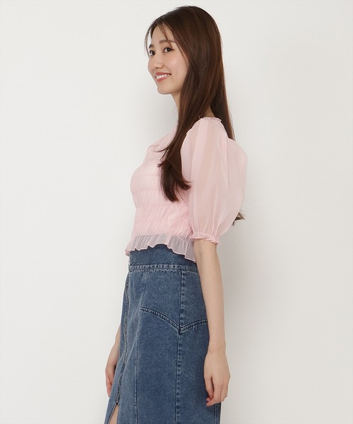 REDYAZEL（レディアゼル）の「シャーリングシアーブラウス（シャツ/ブラウス・レディース・ピンク/ブラック/ホワイト・FREE）」の18枚目の写真