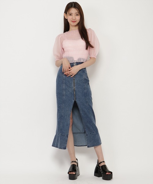 REDYAZEL（レディアゼル）の「シャーリングシアーブラウス（シャツ/ブラウス・レディース・ピンク/ブラック/ホワイト・FREE）」の20枚目の写真