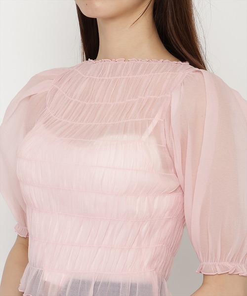 REDYAZEL（レディアゼル）の「シャーリングシアーブラウス（シャツ/ブラウス・レディース・ピンク/ブラック/ホワイト・FREE）」の21枚目の写真