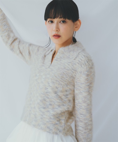 miette(ミエット)の「ポケット付きシャギーニット(ニット/セーター・レディース・ベージュ系その他/ピンク/ネイビー/ブラウン/ブルー/オフホワイト・FREE)」の4枚目の写真