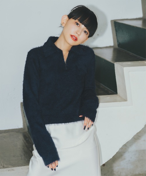 machatt マチャット シャギーニットプルオーバー　ネイビー machatt マチャット シャギーニットプルオーバー ネイビー