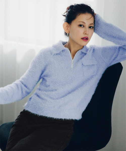 miette(ミエット)の「ポケット付きシャギーニット(ニット/セーター・レディース・ベージュ系その他/ピンク/ネイビー/ブラウン/ブルー/オフホワイト・FREE)」の1枚目の写真