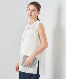 ANAYI（アナイ）の「和紙メッシュロングジレ（ニット/セーター）」