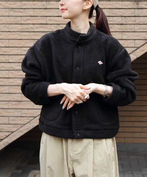 DANTON（ダントン）の「DANTON/ダントン　スタンドカラーカーディガン　W FACE BOA STAND COLLAR CARDIGAN　DT-A0546 WFA（ブルゾン・レディース・クリーム/ブラック・M）」の2枚目の写真