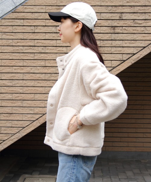 DANTON（ダントン）の「DANTON/ダントン　スタンドカラーカーディガン　W FACE BOA STAND COLLAR CARDIGAN　DT-A0546 WFA（ブルゾン・レディース・クリーム/ブラック・M）」の8枚目の写真