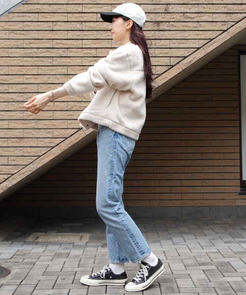 DANTON（ダントン）の「DANTON/ダントン　スタンドカラーカーディガン　W FACE BOA STAND COLLAR CARDIGAN　DT-A0546 WFA（ブルゾン・レディース・クリーム/ブラック・M）」の11枚目の写真