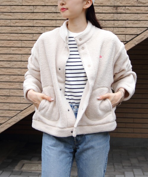 DANTON（ダントン）の「DANTON/ダントン　スタンドカラーカーディガン　W FACE BOA STAND COLLAR CARDIGAN　DT-A0546 WFA（ブルゾン・レディース・クリーム/ブラック・M）」の7枚目の写真