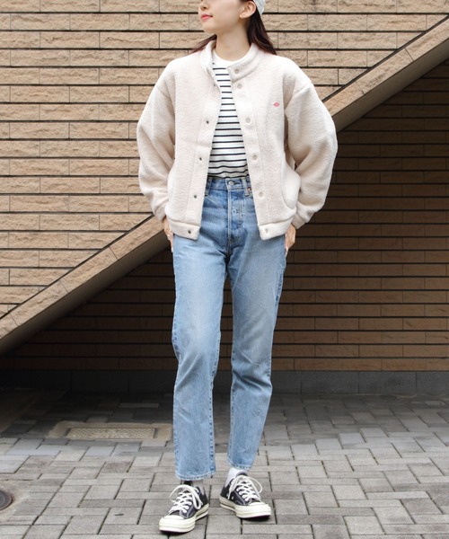 DANTON（ダントン）の「DANTON/ダントン　スタンドカラーカーディガン　W FACE BOA STAND COLLAR CARDIGAN　DT-A0546 WFA（ブルゾン・レディース・クリーム/ブラック・M）」の5枚目の写真