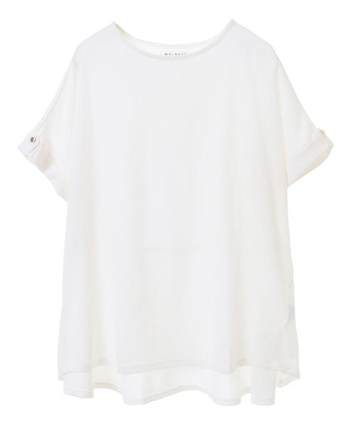 SOFFITTO（ソフィット）の「シャーリングアソートバックフレアプルオーバー(取り扱い店舗限定)（Tシャツ/カットソー・レディース・チェック/ブラック/オフホワイト/ブルー・FREE）」の2枚目の写真