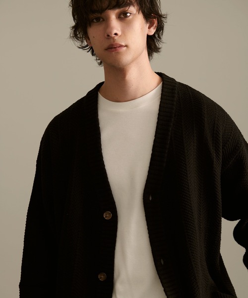 Revo.（レボ）の「Revo. ジオメストライプ ルーズカーディガン（カーディガン/ボレロ・メンズ・グレー/ブラック/カーキ/マスタード/ブルー・2/1）」の10枚目の写真