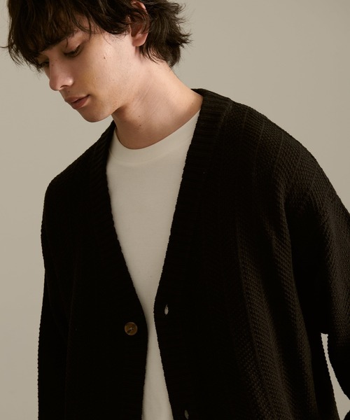 Revo.（レボ）の「Revo. ジオメストライプ ルーズカーディガン（カーディガン/ボレロ・メンズ・グレー/ブラック/カーキ/マスタード/ブルー・2/1）」の12枚目の写真