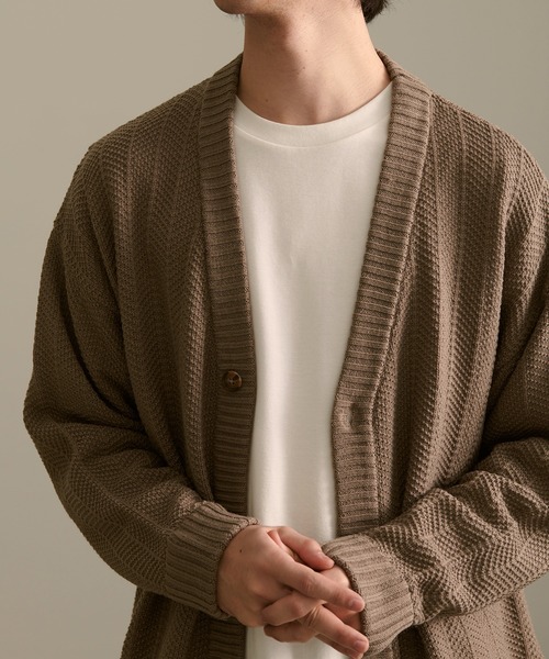 Revo.（レボ）の「Revo. ジオメストライプ ルーズカーディガン（カーディガン/ボレロ・メンズ・グレー/ブラック/カーキ/マスタード/ブルー・2/1）」の17枚目の写真
