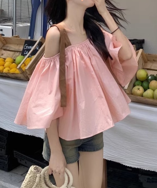 gossip!ロサンゼルス(ゴシップロサンゼルス)の「オフショルダートップス(シャツ/ブラウス・レディース・イエロー/ピンク・FREE)」の4枚目の写真