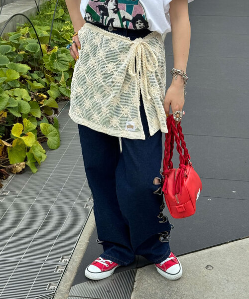 HELLO.SANFRANCISCO(ハローサンフランシスコ)の「【HELLO.SANFRANCISCO/ハローサンフランシスコ】フラワー刺繍レース巻きスカート(スカート・レディース・アイボリー・ONE SIZE)」の10枚目の写真