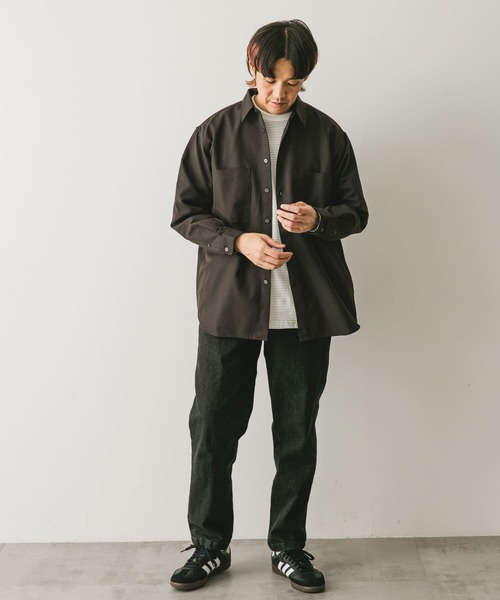 URBAN RESEARCH DOORS（アーバンリサーチドアーズ）の「『吸水速乾』セオアルファウールライクレギュラーカラーシャツ（シャツ/ブラウス・メンズ・グレー/ダークブラウン・MEDIUM/LARGE）」の21枚目の写真