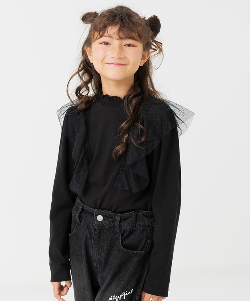 JAM & LINK（ジャムアンドリンク）の「肩チュールリブカットソー（Tシャツ/カットソー・キッズ・ピンク/ブラック/クリーム・100cm/110cm/120cm/130cm/140cm/150cm/160cm）」の22枚目の写真