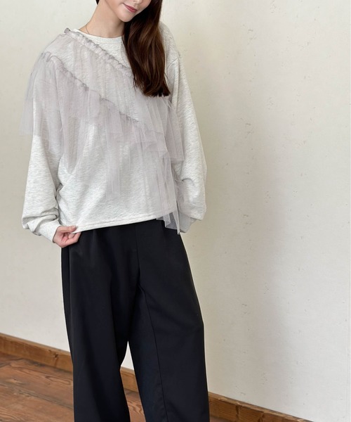 Per sist ence(パーシエンス)の「裏毛×チュールフリルプルオーバー(スウェット・レディース・オートミール/ブラック/チャコールグレー・FREE)」の19枚目の写真