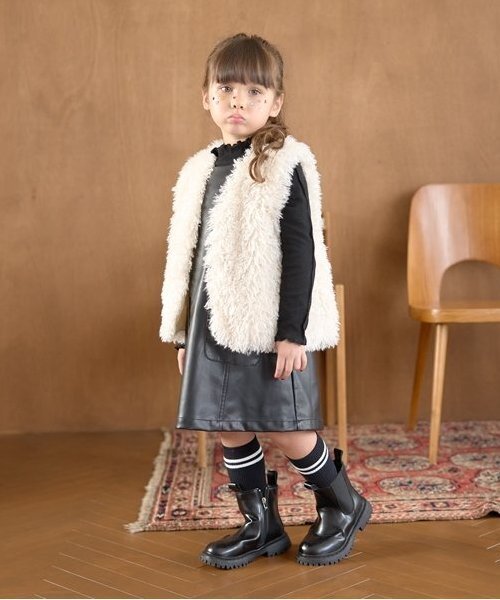 Lycee mine（リセマイン）の「【ふわふわやわらか】ファーベスト（ベスト・キッズ・アイボリー/ピンク/ベージュ/チャコール・MEDIUM/LARGE）」の12枚目の写真