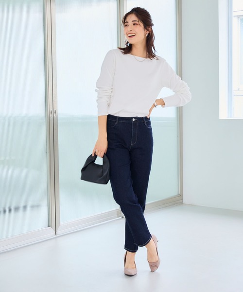 CROSS FUNCTION（クロスファンクション）の「《ストレッチ》ウルトラストレッチストレートデニムパンツ【CF/クロスファンクション】（デニムパンツ・レディース・ブラック/インディゴブルー/ネイビー・S/M/L/LL）」の14枚目の写真