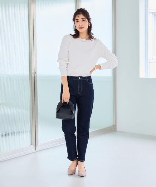 CROSS FUNCTION（クロスファンクション）の「《ストレッチ》ウルトラストレッチストレートデニムパンツ【CF/クロスファンクション】（デニムパンツ・レディース・ブラック/インディゴブルー/ネイビー・S/M/L/LL）」の13枚目の写真