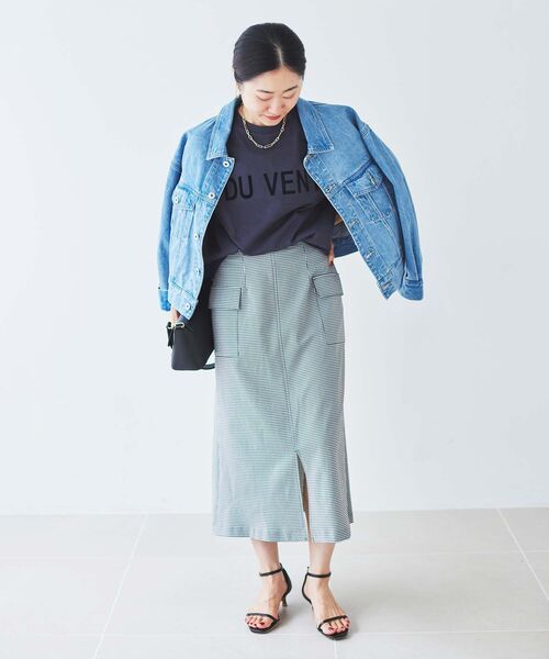 le.coeur blanc（ルクールブラン）の「ドライストレッチカーゴスカート（スカート・レディース・ブラック系その他/ブラック/アイボリー・36/38）」の9枚目の写真