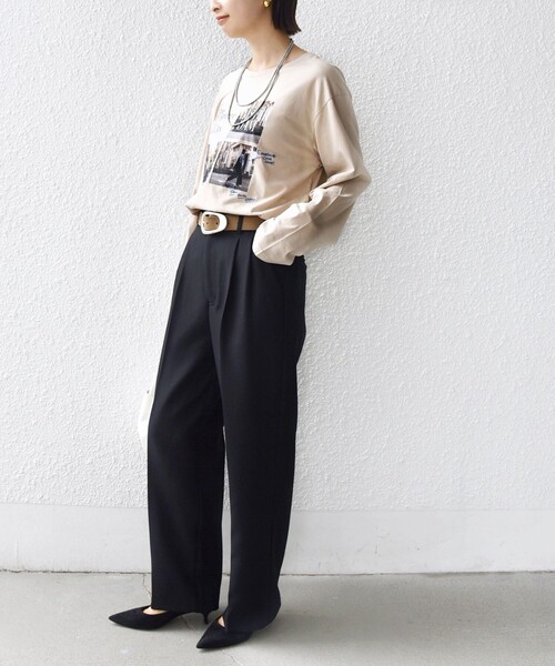 [美品] 人気！ロゴプリント ロングスリーブTシャツ ロゴプリントロングスリーブTシャツ(S オフシロ＊01): トップス